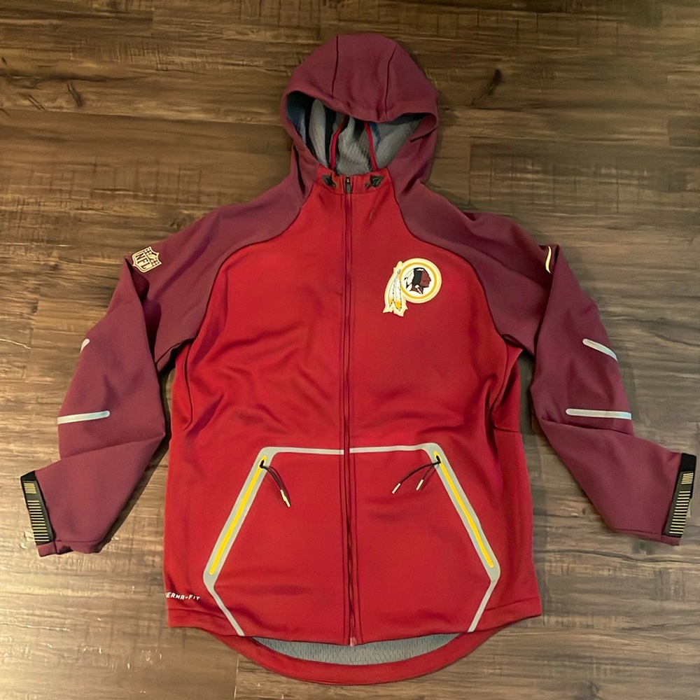 Burgundy & gold Nike NFL jacket w/ hood and zipper